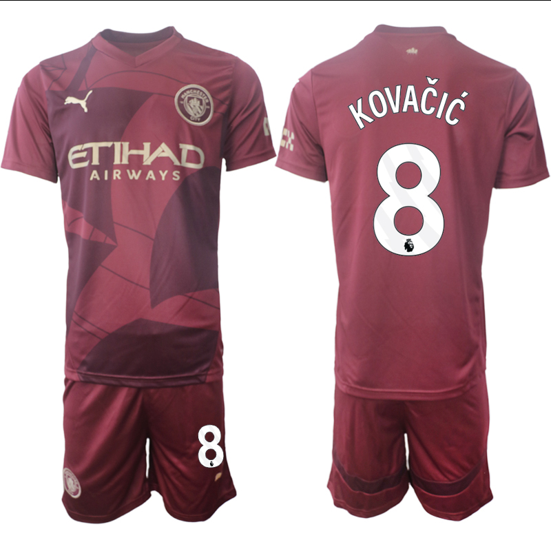 Men 2024-2025 Club Manchester City away red #8 Soccer Jersey->indianapolis colts->NFL Jersey